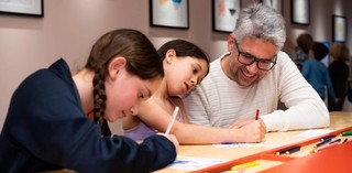 Visitors participating in a drawing activity as part of ‘Chiharu Shiota: A Feeling’, Children’s Art Centre, Gallery of Modern Art, Brisbane / © Chiharu Shiota / Photograph: C Callistermon © QAGOMA