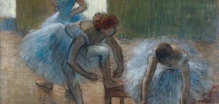 Edgar Degas, France 1834–1917 / Trois danseuses a la classe de danse (Three dancers at a dance class) (detail) c.1888-90 / Oil on cardboard / 50.5 x 60.6cm / Purchased 1959 with funds donated by Major Harold de Vahl Rubin / Collection: Queensland Art Gallery | Gallery of Modern Art