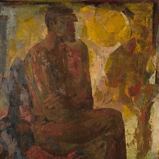 Jon Molvig, Australia 1923-70 / Self portrait 1956 / Oil on composition board / 142.3 x 114.3 cm / Gift of the National Gallery Society of Queensland 1958 / Collection: Queensland Art Gallery | Gallery of Modern Art / © QAGOMA