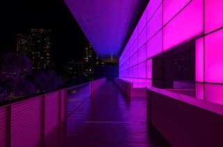 James Turrell, United States b.1943 / Night Life 2018 / Architectural light installation / Commissioned 2017 to mark the 10th anniversary of the opening of the Gallery of Modern Art. This project has been realised with generous support from the Queensland Government; Paul, Sue and Kate Taylor; the Neilson Foundation; and the Queensland Art Gallery | Gallery of Modern Art Foundation Appeal / Collection: Queensland Art Gallery | Gallery of Modern Art / © James Turrell / Photograph: Florian Holzherr