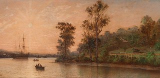 Isaac Walter Jenner, England/Australia 1836-1902 / Hamilton Reach, Brisbane (detail) 1885 / Oil on wood panel / 21.7 x 52.4cm / Purchased 1986 / Collection: Queensland Art Gallery | Gallery of Modern Art