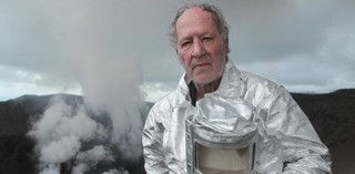 Werner Herzog filming Into the Inferno 2016 on Yasur Volcano, Tanna Island, Vanuatu / Photograph: Professor Clive Oppenheimer / Image courtesy: Netflix