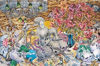 eX de Medici, Australia b.1959 / The theory of everything 2005 / Watercolour and metallic pigment on Arches paper / 114.3 x 176.3cm / Purchased 2005 / Collection: Queensland Art Gallery | Gallery of Modern Art / © eX de Medici